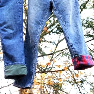 2 pair set of LL Bean Lined Flannel Jeans, 14 Regular
